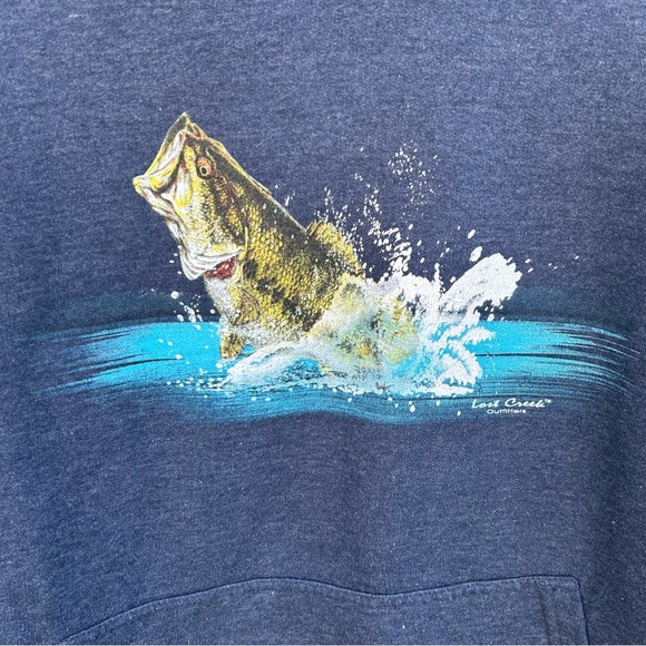 Navy Blue Bass Fish Graphic Hoodie - Picture 3 of 7